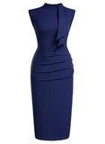 Half Collar Ruffle Pencil Dress - Aisize - New Vintage Simplified Design