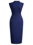 Half Collar Ruffle Pencil Dress - Aisize - New Vintage Simplified Design