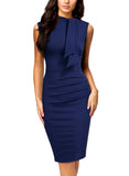 Half Collar Ruffle Pencil Dress - Aisize - New Vintage Simplified Design