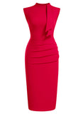 Half Collar Ruffle Pencil Dress - Aisize - New Vintage Simplified Design