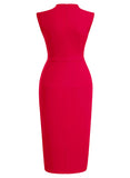 Half Collar Ruffle Pencil Dress - Aisize - New Vintage Simplified Design