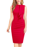 Half Collar Ruffle Pencil Dress - Aisize - New Vintage Simplified Design