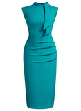 Half Collar Ruffle Pencil Dress - Aisize - New Vintage Simplified Design