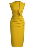 Half Collar Ruffle Pencil Dress - Aisize - New Vintage Simplified Design