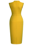 Half Collar Ruffle Pencil Dress - Aisize - New Vintage Simplified Design