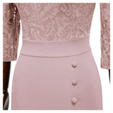 Lace Button Pencil Dress