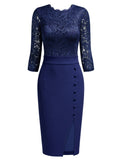 Lace Button Pencil Dress