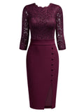 Lace Button Pencil Dress