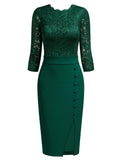 Lace Button Pencil Dress