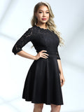 Lace Nack Long Sleeves Dress