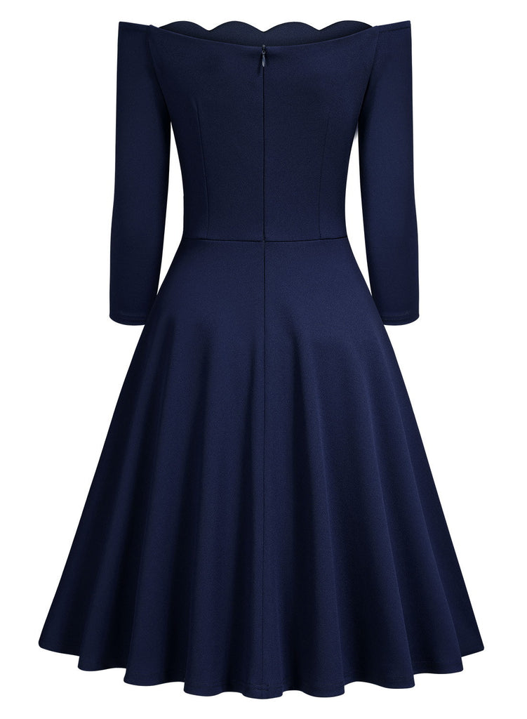 Half Sleeve Boat Neck Swing Dress Aisize Half Sleeve Boat Neck Swing Dress Aisize