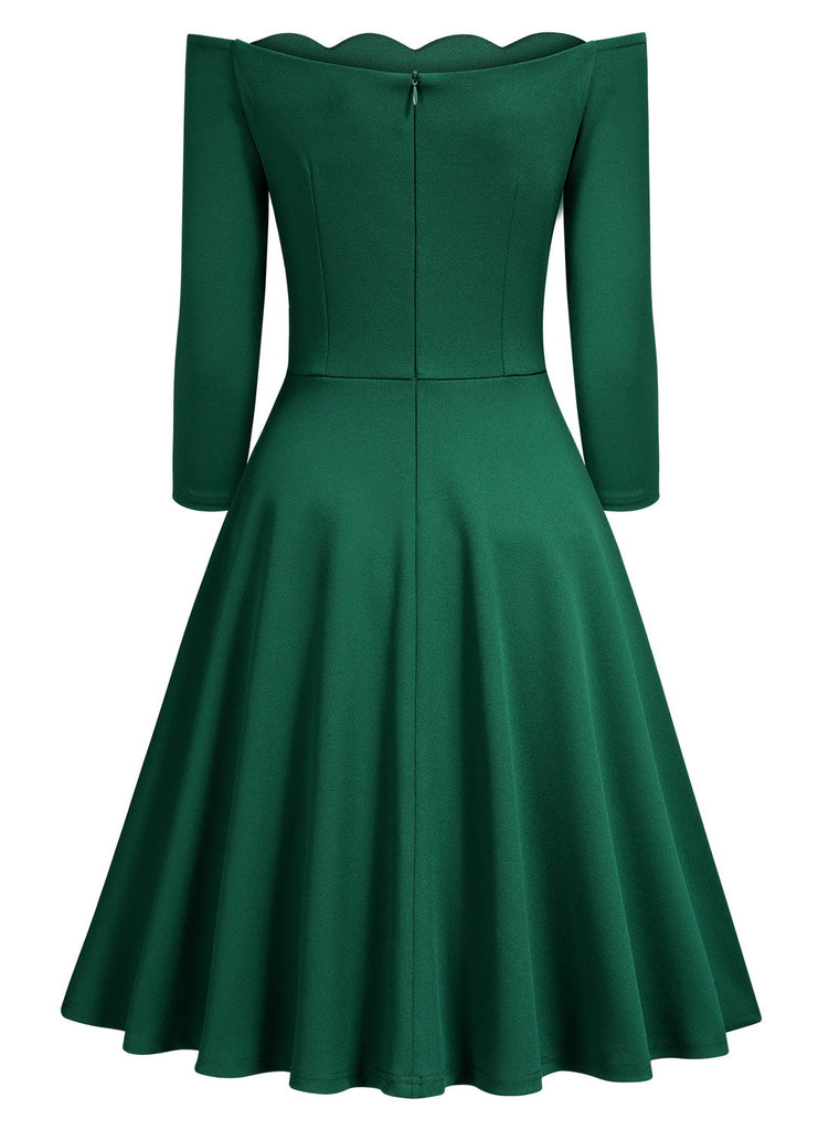 Half Sleeve Boat Neck Swing Dress Aisize Half Sleeve Boat Neck Swing Dress Aisize