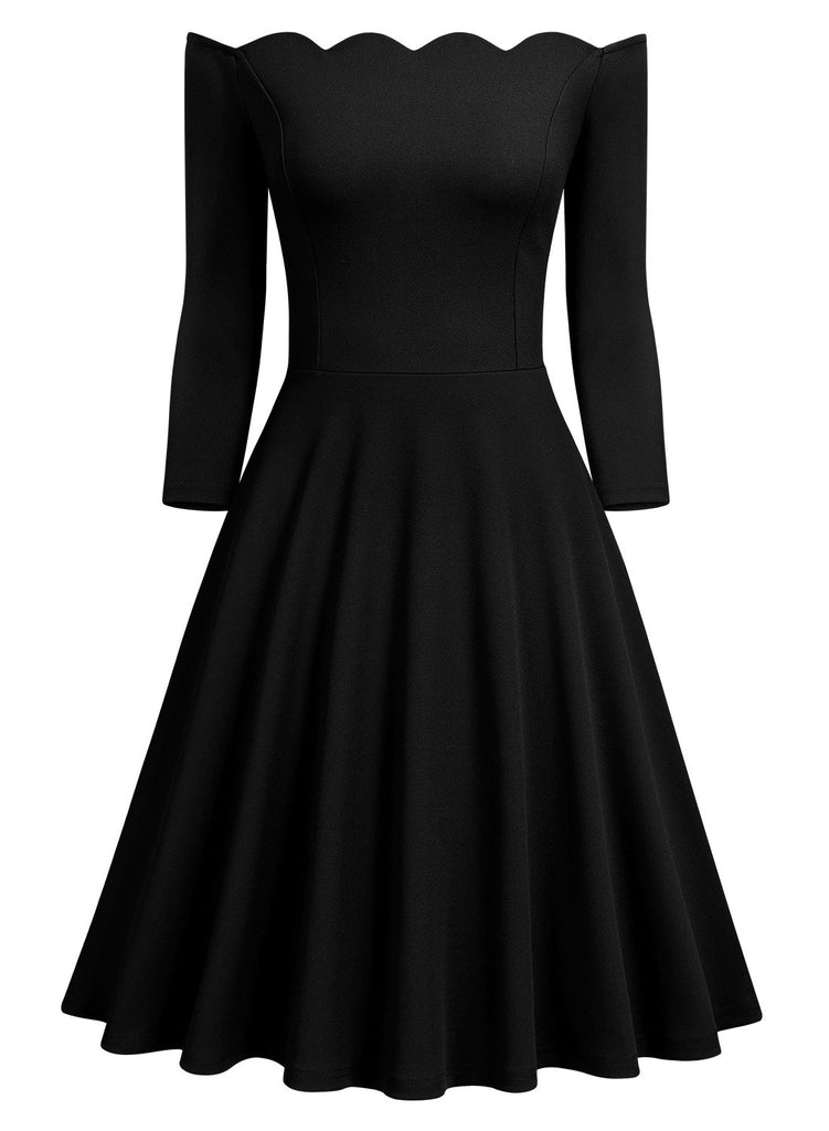 Half Sleeve Boat Neck Swing Dress Aisize Half Sleeve Boat Neck Swing Dress Aisize